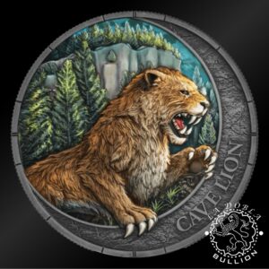 Moneda de Plata Megafauna Oblivion León de las Cavernas 2 oz UHR- Liberia - 2026 - Reverso