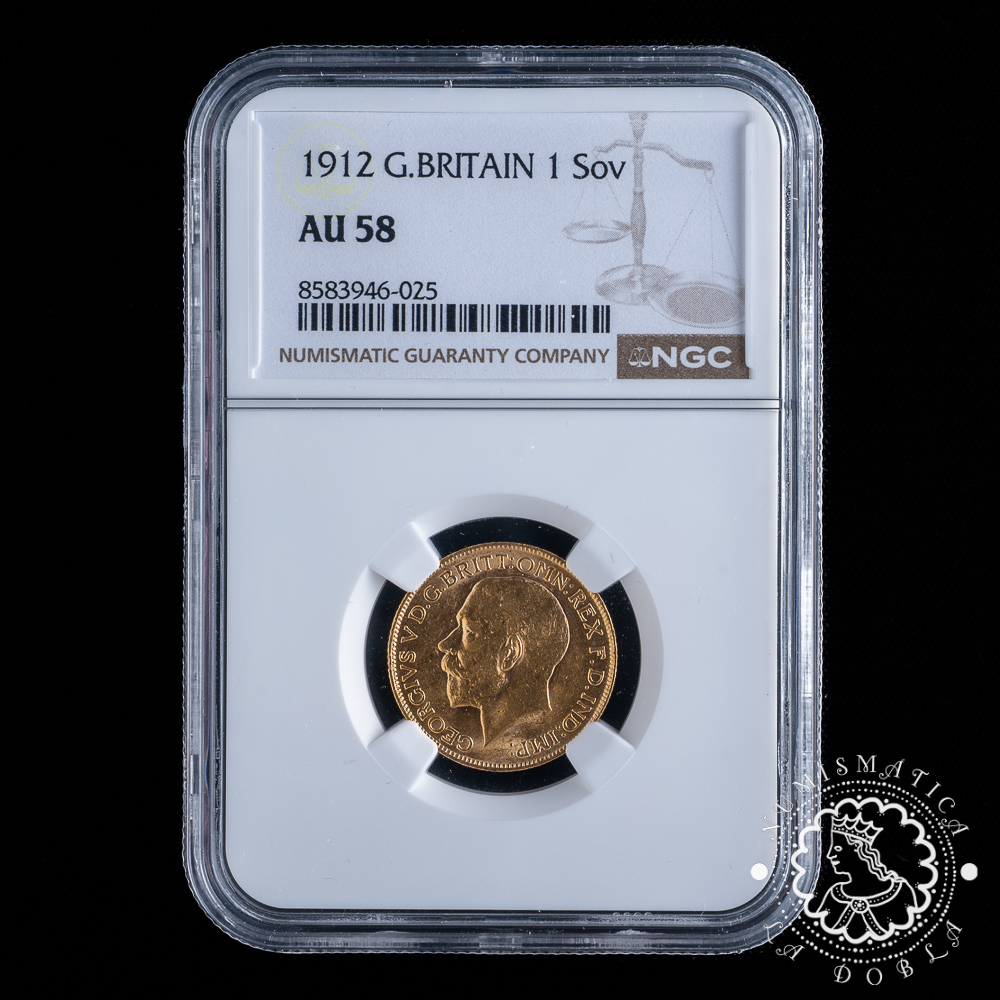 Moneda de Oro Soberano Jorge V - 1912 - NGC AU58
