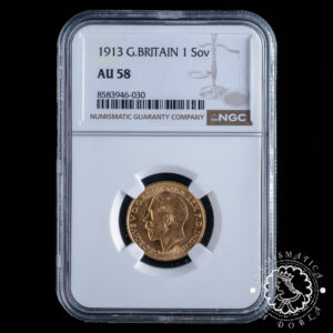 Moneda de Oro Soberano Jorge V - 1913 - NGC AU58