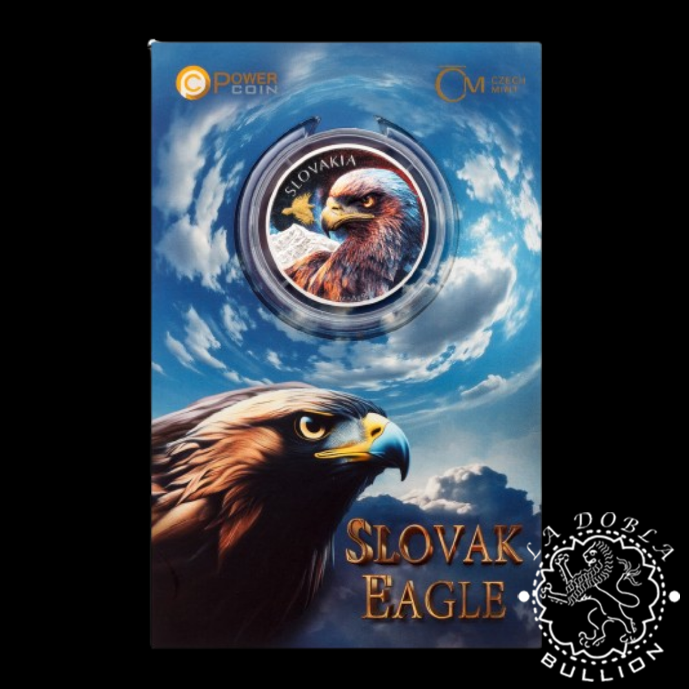 Moneda de Plata Águila Eslovaca 1 oz BU - Niue - 2025 - Reverso Estuche
