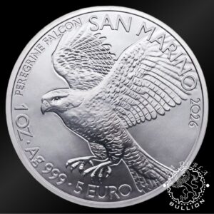 Moneda de Plata Halcón Peregrino 1 oz BU - San Marino - 2026 - Reverso