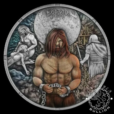 Moneda de Plata Bödvar Saga Vengeful: Loss 1 oz BU Coloreada – Germania – 2026