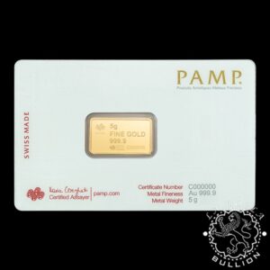 Lingote de Oro America the Free Bald Eagle 5 g - PAMP - Tarjeta Anverso