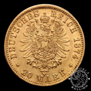 Moneda de Oro 20 Marcos Alemanes Guillermo I - Prusia - 1871-1888 - Reverso