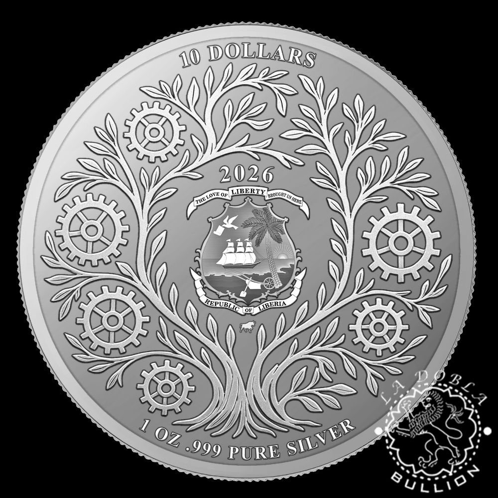 Moneda de Plata Mechanical Forest Abeja 1 oz Proof - Liberia - 2026 - Anverso