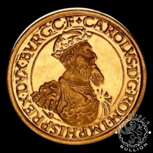 Moneda de Oro 50 ECU - 12 oz - Bélgica - Carlos V - 1987 - Recomprada - Reverso (1)