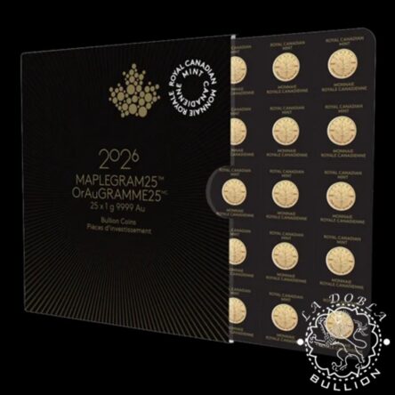 Moneda de Oro Maple Leaf 25 x 1g BU – Maplegram – Canadá – 2026