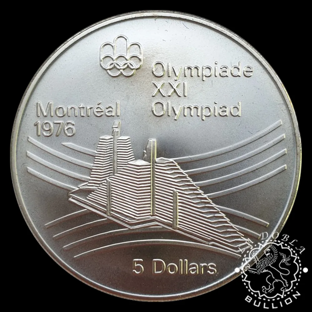 Moneda de Plata 5 Dollars BU - Canadá - 1976 (VM)