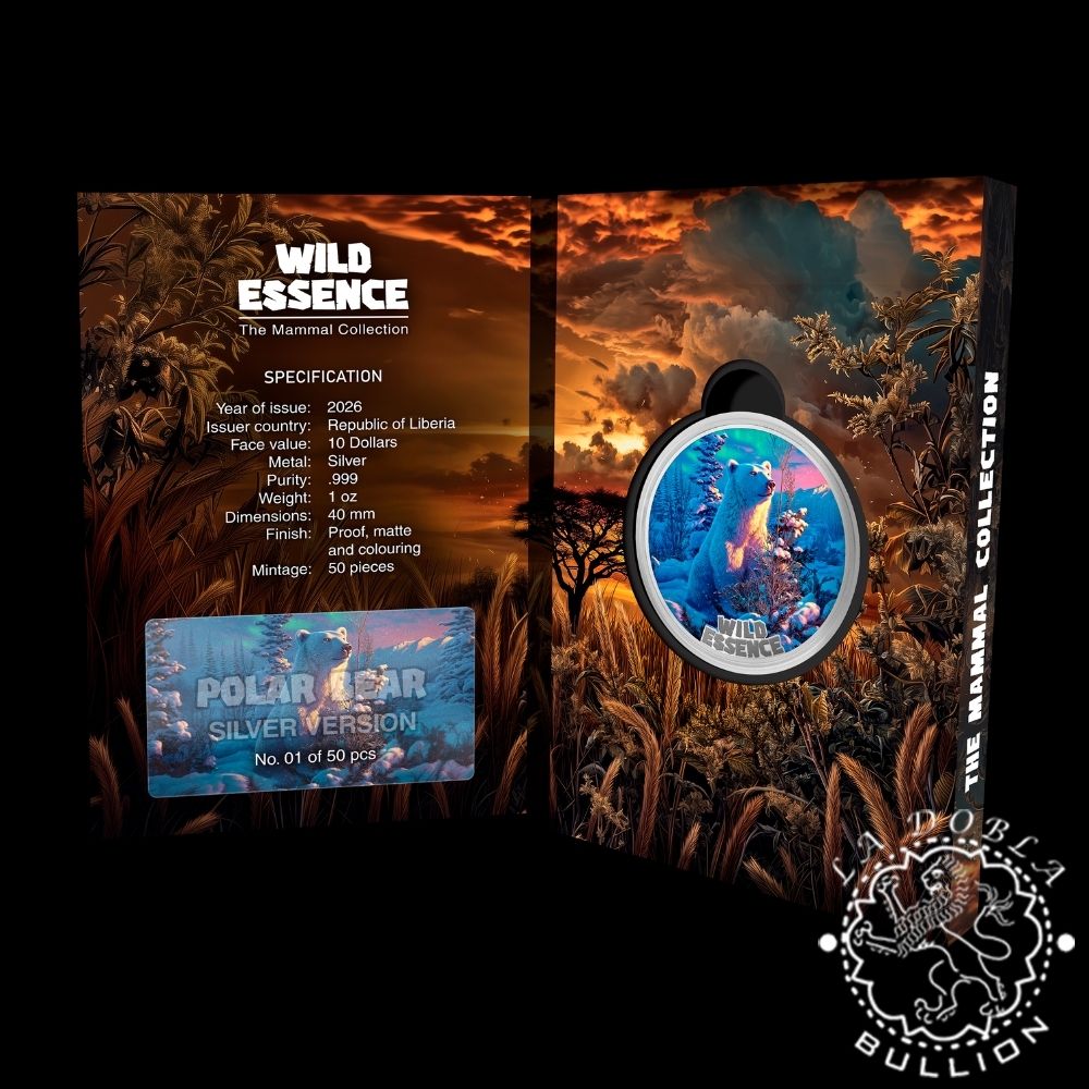 Moneda de Plata Wild Essence Oso Polar 1 oz Proof - Liberia - 2026 - Estuche (1)
